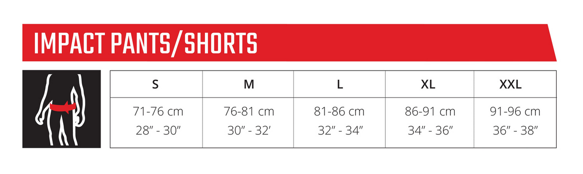 Impact Pants/Shorts | Size guide