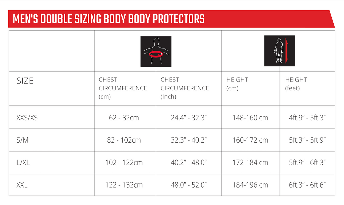 Body Protector 2X | Size guide